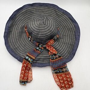 HBY Miami Womens Denim Wide Brim Hat Moldable Packable Boho Festival Travel
